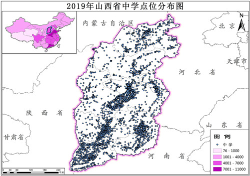 2019年山西省中学点位数据