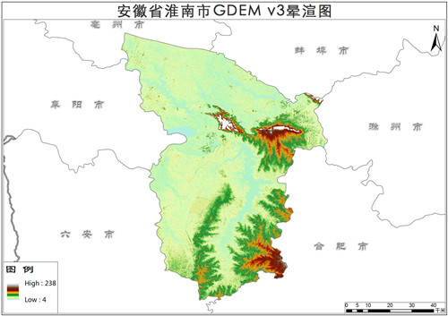 安徽省淮南市GDEM V3高程数据