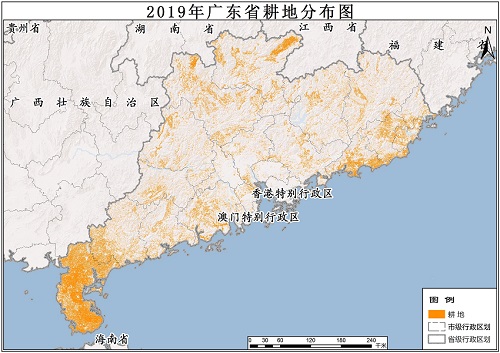 2019年广东省耕地分布数据