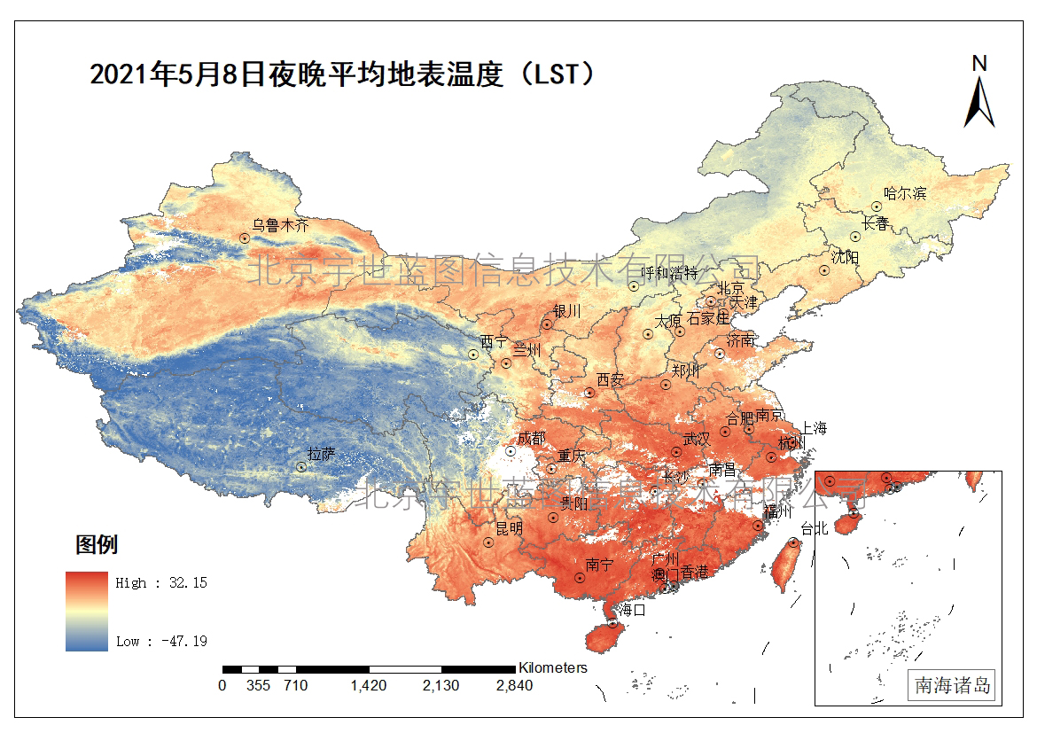 中国地表温度LST每8天1KM数据集