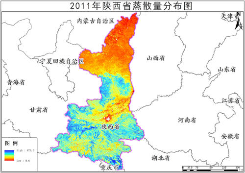 2011年-2015年陕西省蒸散量ET年产品