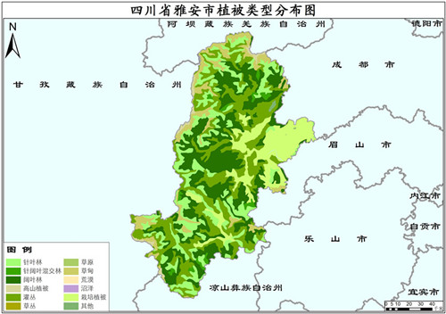 2001年四川省雅安市植被类型分布数据