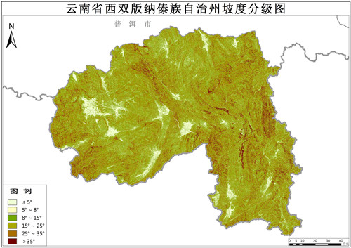 云南省西双版纳傣族自治州坡度数据