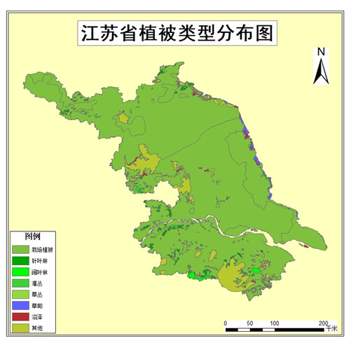 2001年江苏省植被类型分布数据