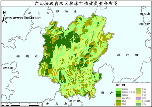 2001年广西壮族自治区桂林市植被类型分布数据
