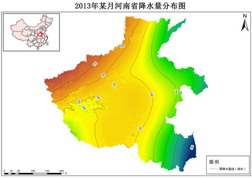 2013年河南省月降水量分布数据