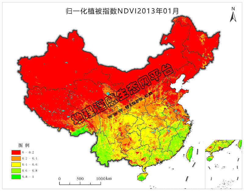 中国月度植被指数NDVI空间分布数据集