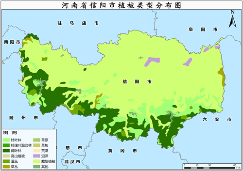 2000年河南省信阳市植被类型分布数据