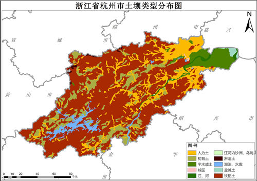 1995年浙江省杭州市土壤类型分布数据