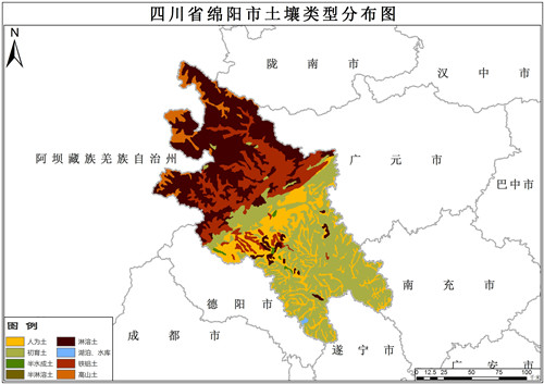 1995年四川省绵阳市土壤类型数据