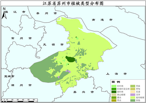 2001年江苏省苏州市植被类型分布数据