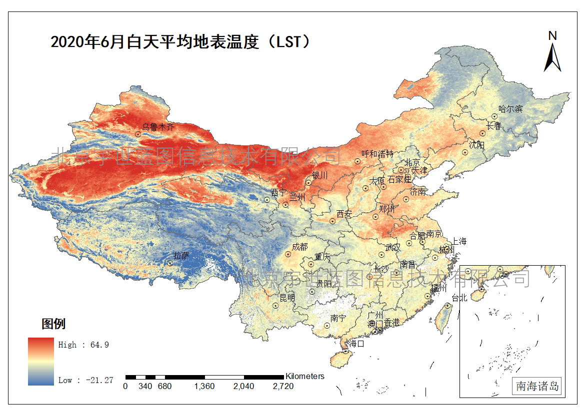 中国地表温度LST月度1KM数据集