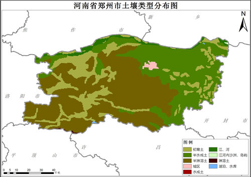 1995年河南省郑州市土壤类型分布数据