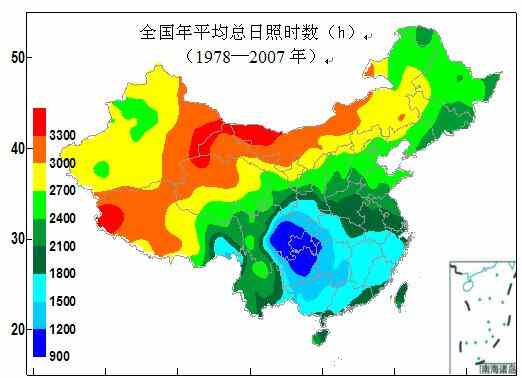 全国多年日照时数空间分布数据