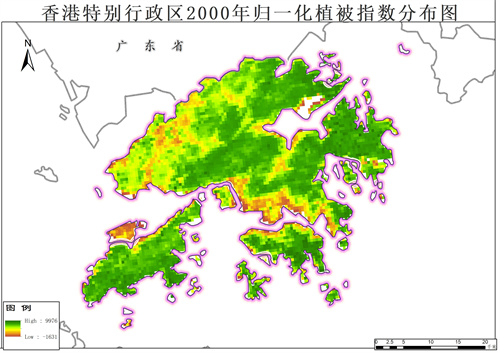 2000-2005年香港特别行政区归一化植被指数