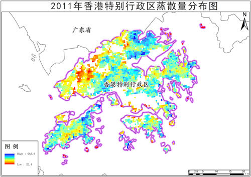2011年-2015年香港特别行政区蒸散量ET年产品